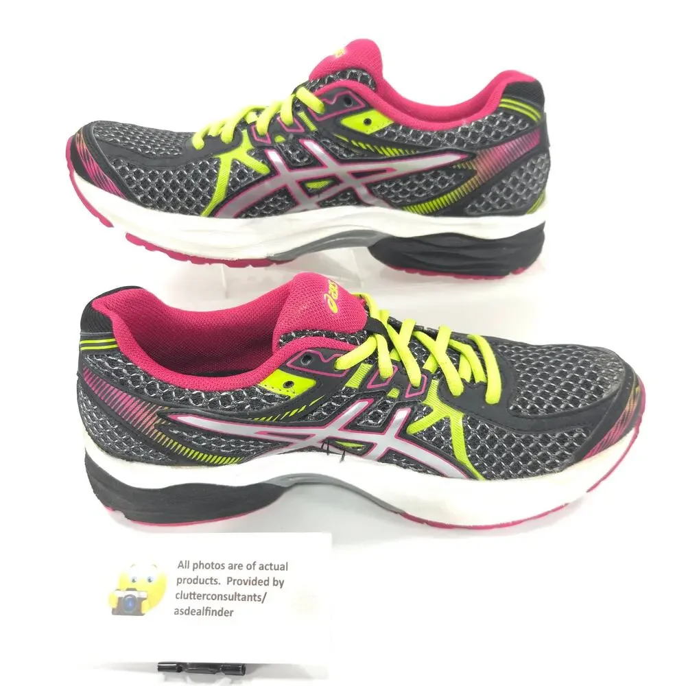 Asics Gel-Flux 3 Athletic Lace Up Shoe Womens Size 7 T664N Black Yellow Pink